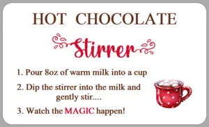 Hot Chocolate Stirrer Stickers Labels for Hot Chocolate Sticks, Spoons, Bombs - Picture 1 of 1