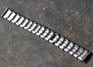 Steel spring link expanding link vintage watch bracelet 16mm straight ends 1960s - Picture 1 of 7