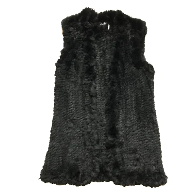 NUEVO SIN ETIQUETAS Love Token Chaleco de Piel Chaqueta Mujer Mediana Negra Conejo Midi Longitud Media NUEVO Foto 1 de 4