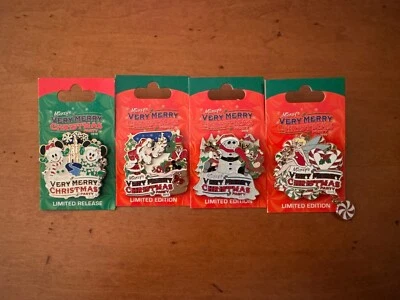 WDW MICKEY'S MUY FELIZ FIESTA DE NAVIDAD - 2010 - JUEGO DE 4 PINES LE 2500 - RARO - ¡NUEVO! Foto 1 de 4