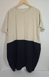 Zenana Outfitters Barrel Dress Linen Blend Color Block w/ Pockets Size Medium - Picture 1 of 8