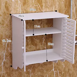 Pensile bianco mobile bagno pensile armadio a muro mobile bagno 2 ripiani - Foto 1 di 12