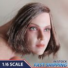 1:6 Female Woman Head Sculpt Short Brown Hair Fit 12" Action Figures Phicen Body