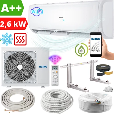 Split Klimaanlage 9000 BTU Klimagerät Inverter Klima 2,6 kW R32 + Montageset Set - Bild 1 von 4