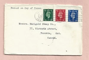 GB 10 MAY 1937 PLAIN FDC GVI 1/2d / 1d / 2.5d - DEEP COLOURS -TO TORONTO CANADA - Picture 1 of 1