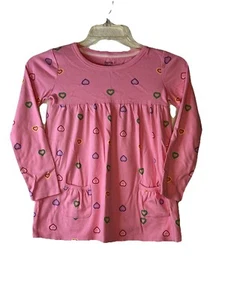 Gap Kids Tunic Sz 8 Kids M Pink Hearts Cotton Pockets Valentines - Picture 1 of 5