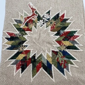 Pottery Barn Hand Towel Bathroom Winter Wreath Deer Stag Patchwork Lodge Cabin - Picture 1 of 3