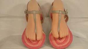 Elaine Turner "Emory" Metallic Lipstick Silver/Pink Espadrille Sandal Size 8 M - Picture 1 of 7