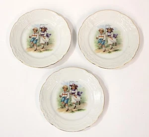 3 Vintage Children's Small Miniature Collectible Plates German Gold Trim 5-1/4" - Picture 1 of 3