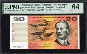 Australia 20 Dollars P41a R401 1966 Coombs Wilson PMG64 Choice UNC Banknote Note - Picture 1 of 2