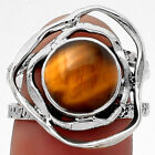 Natural Tiger Eye - Africa 925 Sterling Silver Ring s.8 Jewelry R-1602