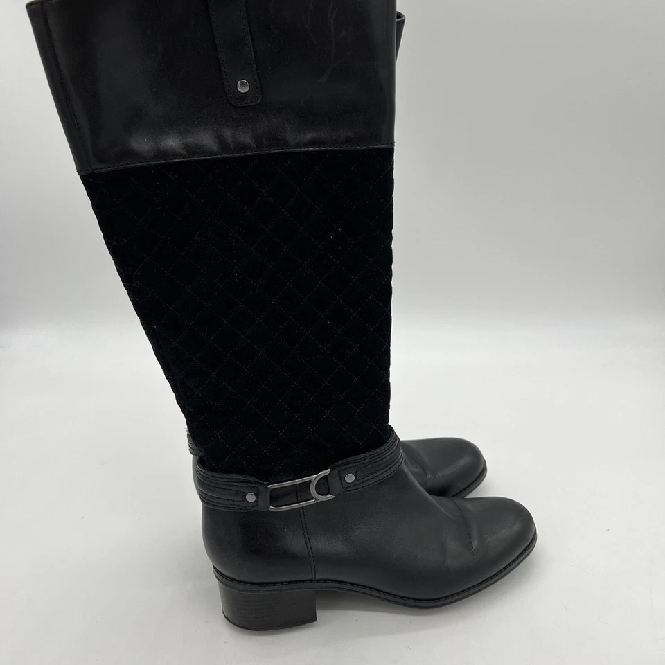 Botas de cuero negras Bandolino Cabbey acolchadas media pantorrilla talla 7 Foto 1 de 4