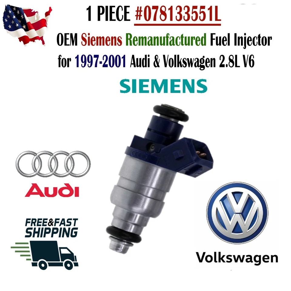 Inyectores de combustible Siemens x6 OEM para Audi Volkswagen 1997-2001 2,8 L V6 #078133551L Foto 1 de 4