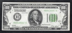 FR. 2151-H 1928-A $100 LGS LIGHT GREEN SEAL FRN ST. LOUIS, MO ABOUT UNCIRCULATED - Picture 1 of 2