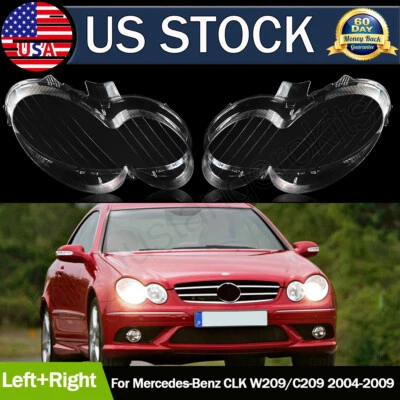 For Mercedes Benz CLK C209 W209 2005-2009 Lens Replacement Cover Headlight LH+RH Foto 1 de 4