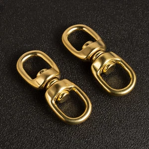 2pcs Brass Double Swivel 1/2" Eye Snap Chain Connector Ring Saddle - Picture 1 of 4