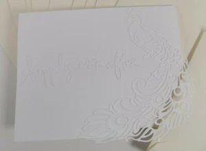 Handmade Wedding Anniversary Blank Cards Elegant Peacock Envelope set Lot of 10 - Foto 1 di 3