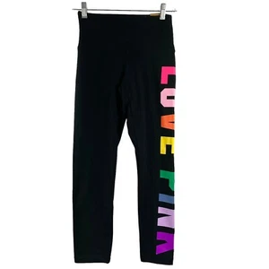 Victoria's Secret Leggings Size Small High Waist Full Length Black Cotton Multi - Picture 1 of 3