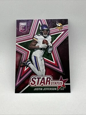 2022 Panini Donruss Elite Justin Jefferson Star Status Pink Green #SS9 Vikings - Image 1 of 2
