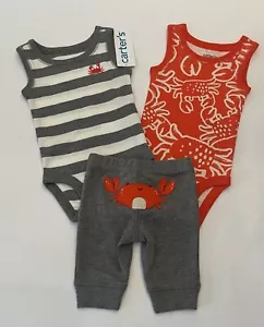 Carters Recién Nacido Bebé Niño Conjunto Pantalones Body Conjunto de 3 Piezas Lindo Ropa Nuevo - Imagen 1 de 3
