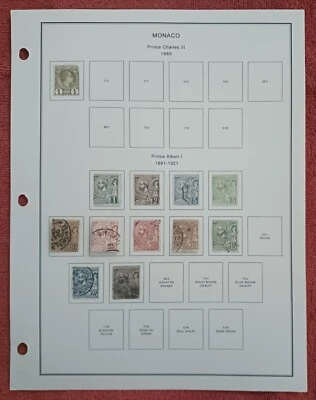 MÓNACO - 1885 - 1921 - LOTE DE SELLOS EN PÁGINA ÁLBUM - USADO Y MH Foto 1 de 3