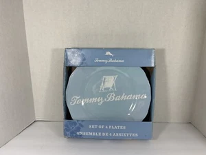 Tommy Bahama Blue Beach Chair MELAMINE Dinner Plates Set Of 4 Beachcomber NIB - Picture 1 of 6