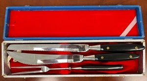 VTG Carving Set Fork, 2 Knives Stainless In Case MCM Japan - Picture 1 of 20