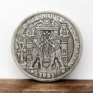 1921 God of Death Egyptian Mummification Anubis & Horus Commemorative Token Coin - Picture 1 of 3