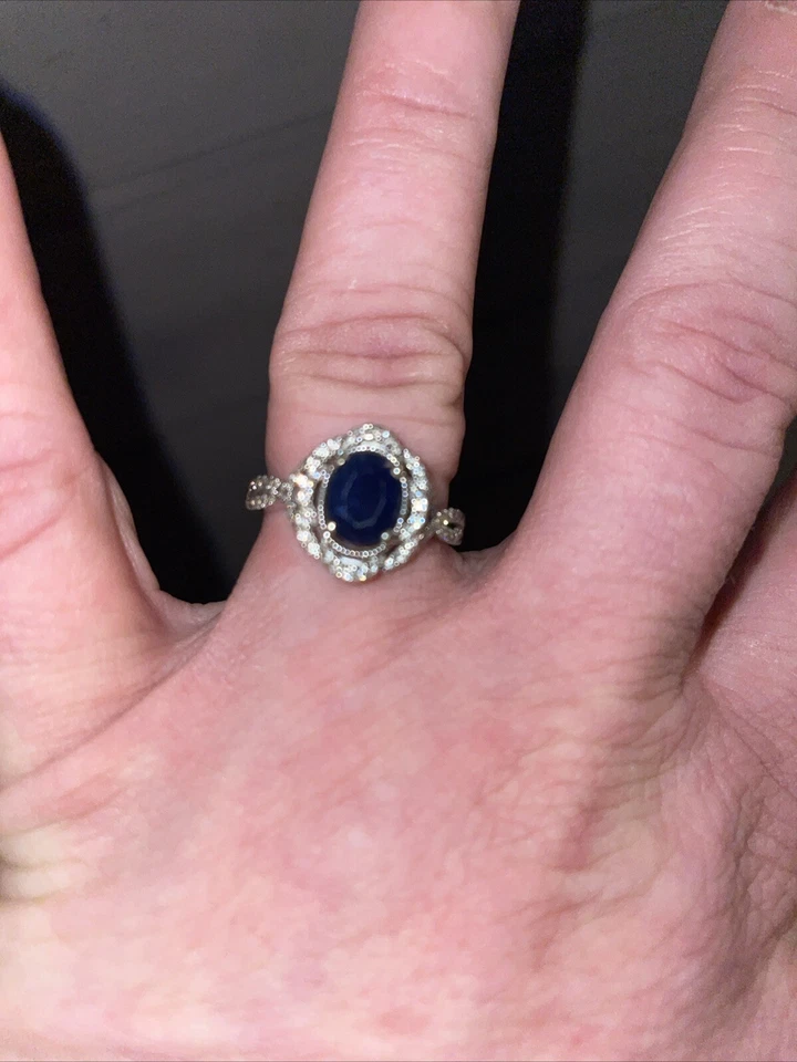 anillo de diamantes zafiro vintage joyería fina usado Foto 1 de 1