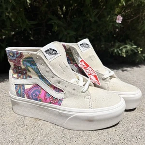 NUEVO CON ETIQUETAS VANS SK8-Hi Zapatillas Cónicas Forma Apilada Paisley Crema W 6.5 - Imagen 1 de 6