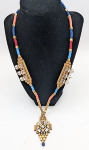 J Crew Statement Halskette Anhänger tibetischer Stil goldfarben Metall Strass Neu mit Etikett - Bild 1 von 7