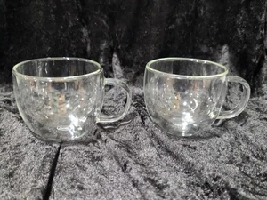Set Of 2 - CnGlass Double-Wall Glass Mugs, Hot/Cold, 8.5 oz - PRE-OWNED - Picture 1 of 8