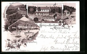 Lithographie Dresden-Pillnitz, Gasthaus zum Meix, Trinkhalle, Ruine 1897 - Picture 1 of 2