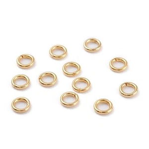 50 Stainless Steel 5 x 1mm Thick Opened Jump Rings 18K Gold Plated Findings - Picture 1 of 2