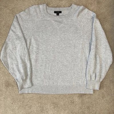 Suéter feminino J Crew gola redonda pequeno algodão cashmere cinza casual preparação minimalista - Imagem 1 de 4