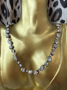 Sorrelli Classic Tee-Shirt White Bridal Opal Antique Silver Tennis Necklace $238 - Picture 1 of 9
