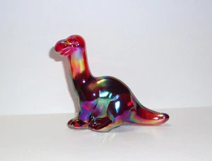 Fenton Glass Ruby Red Carnival Iridized Dinosaur Figurine Mosser Made In USA - Picture 1 of 4