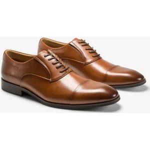 Kenneth Cole New York Mens Sz 10.5M Brown Leather Cap Toe Lace Up Dress Shoes - Picture 1 of 10
