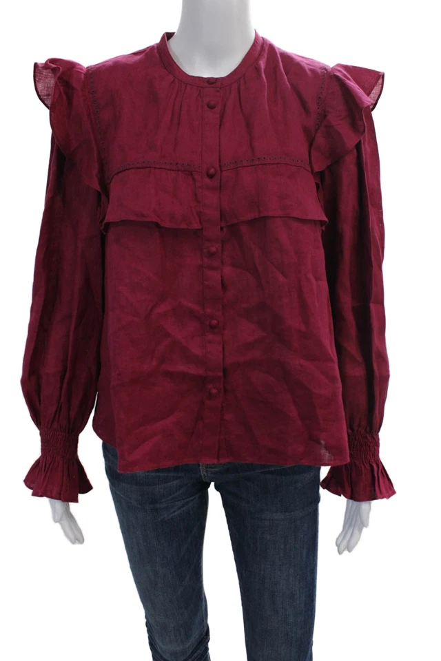 Etoile Isabel Marant Womens Linen Button Down Shirt Raspberry Pink Size EUR 36 - Image 1 of 4