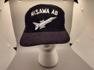Vintage Misawa Japan Airbase Embroidered Snapback Trucker Hat Cap Souvenir Black - Picture 1 of 12