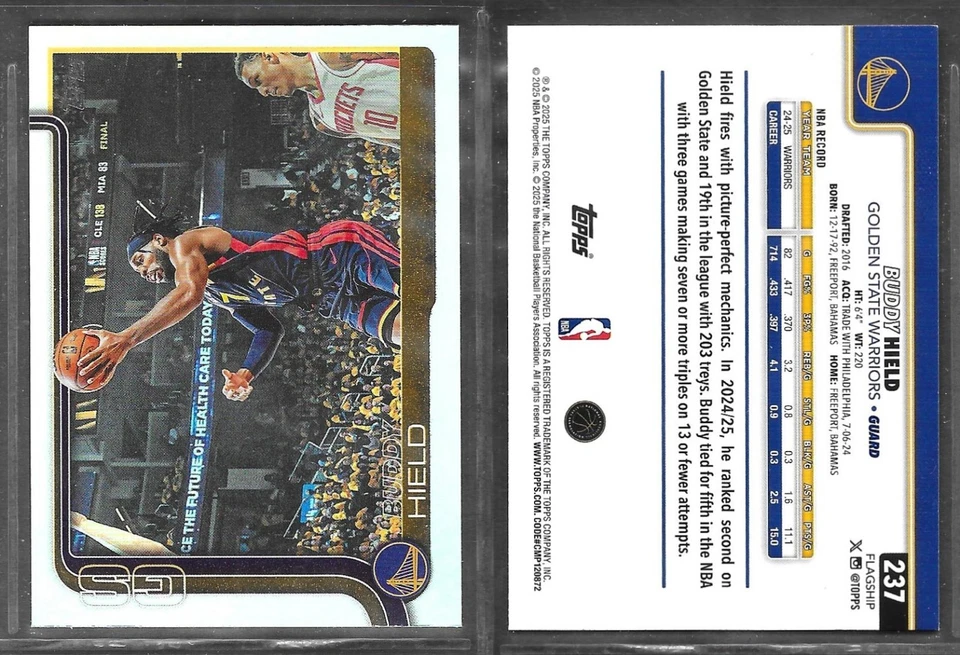 Topps Flagship NBA 2025 #237 Buddy Hield Warriors Holo Foil Refractor - Image 1 of 1