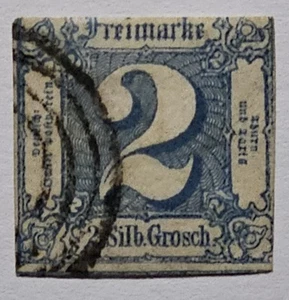 GERMANY THURN & TAXIS 1862 2sgr  Blue Used €70. Mi 30 . Margins As Photos  - Picture 1 of 2