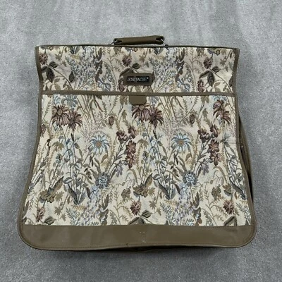 Vintage Jordache Tapestry Floral Garment Travel Bag Folding Luggage 22 x 23 Tan - Image 1 of 4