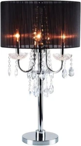 Chrome Base with Faux Crystal Ornaments Table Lamp - Picture 1 of 7