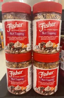 JOETLC 4 JARS Fisher Nut Topping Ice Cream Toppers 5 Oz.