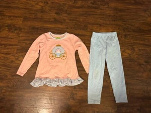 Girls Boutique Be Mine Pink Blue Ruffle Top Leggings Sz:6 - Picture 1 of 5