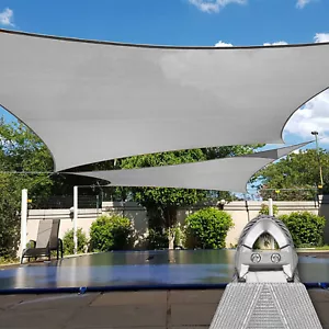 15ft Outdoor Rectangle Shade Sail with A-Ring Patio Garden Pool Sun Canopy Cover - Picture 1 of 42