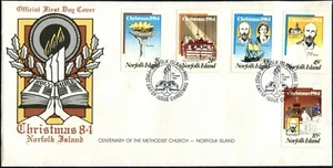 1984 Norfolk Island Christmas Issue Set Of 5 Stamps Unaddressed FDC, VGC - Imagen 1 de 1