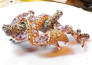 Broche Tanzanita Zafiro Diamante Corte Plata Esterlina 925 Cobra - Imagen 1 de 8