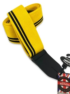 Correa de guitarra ajustable a rayas de carreras con injerto de cuero - Imagen 1 de 5